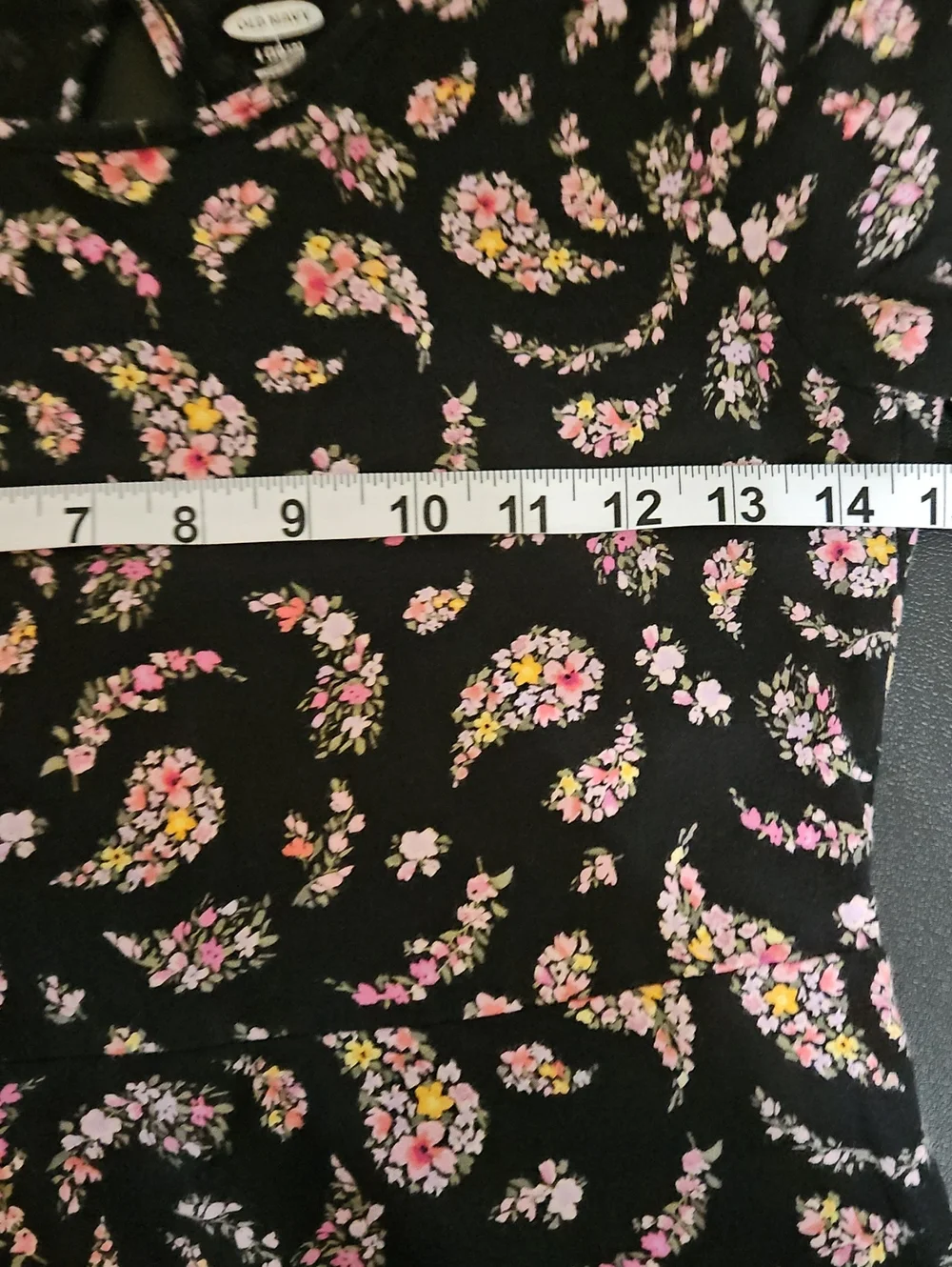 Black Floral Short Sleeve Dress with Pink Accent Old Navy 10/12